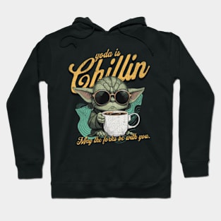 yoda is Chillin,"May the forks be with you." star wars Hoodie